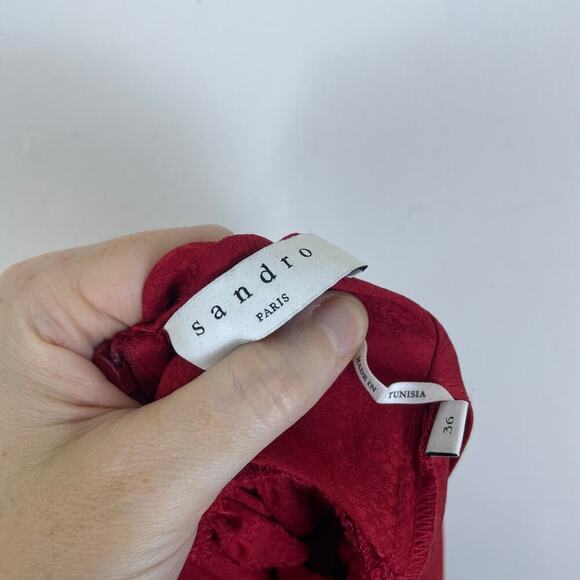 SANDRO Red Short python-effect jacquard dress snake print Size 36 - Picture 9 of 11